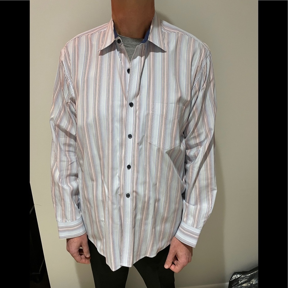 Tasso Elba Blue and orange striped button down